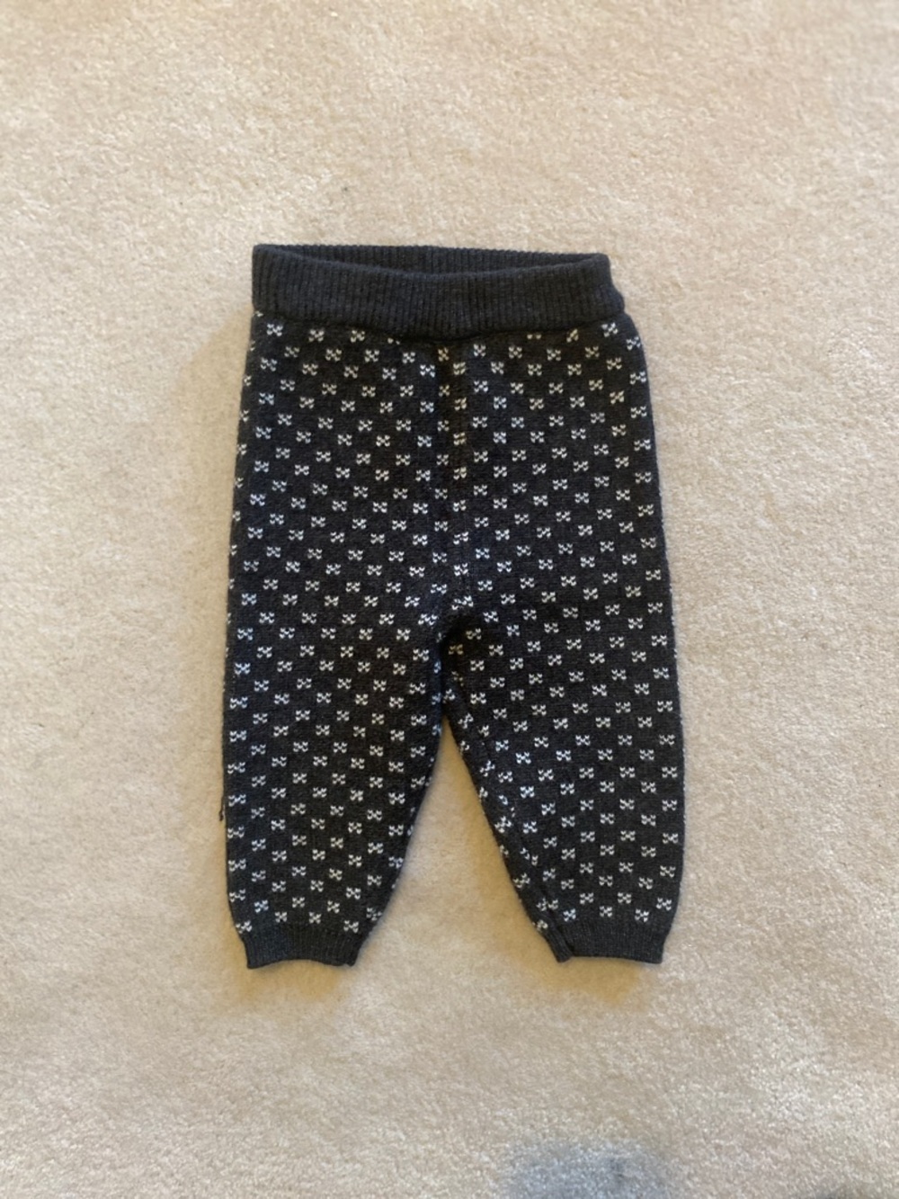 Kids Knit Casual Pants in Charcoal with White Pattern